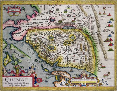 The first western atlas map of China, from the Ortelius Theatrum atlas, 1584 by Luis Jorge de Barbuda